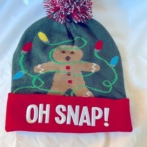 Holiday Christmas skull cap. OH SNAP. Red and Green